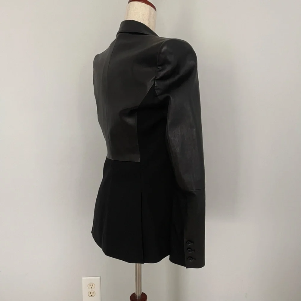 Alice + Olivia Black Leather Blazer - Size S - Picture 6 of 10
